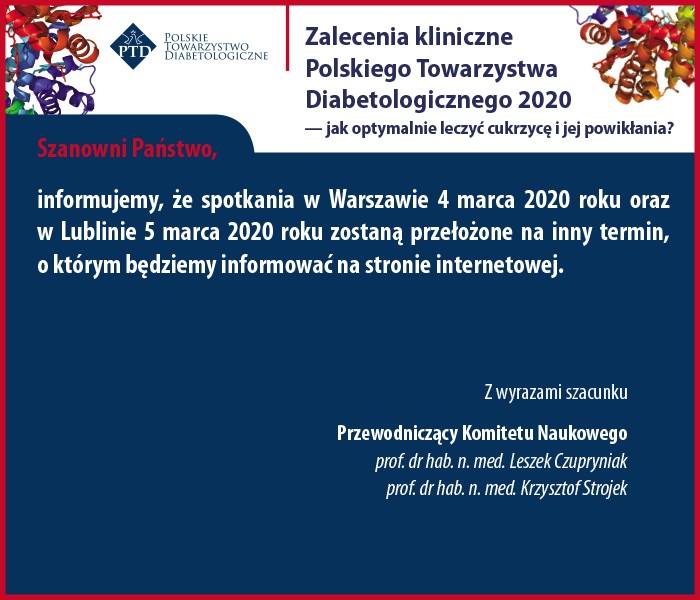 Zalecenia PTD zmiana terminu konferencji w Warszawie i Lublinie